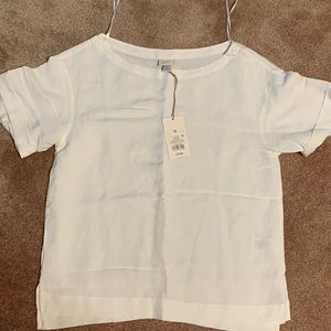 White pull over linen blouse, size xs, fits very loose